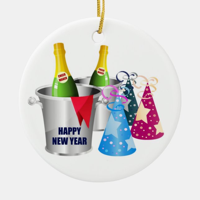 Décoration En Céramique Bonne année Champagne (Devant)