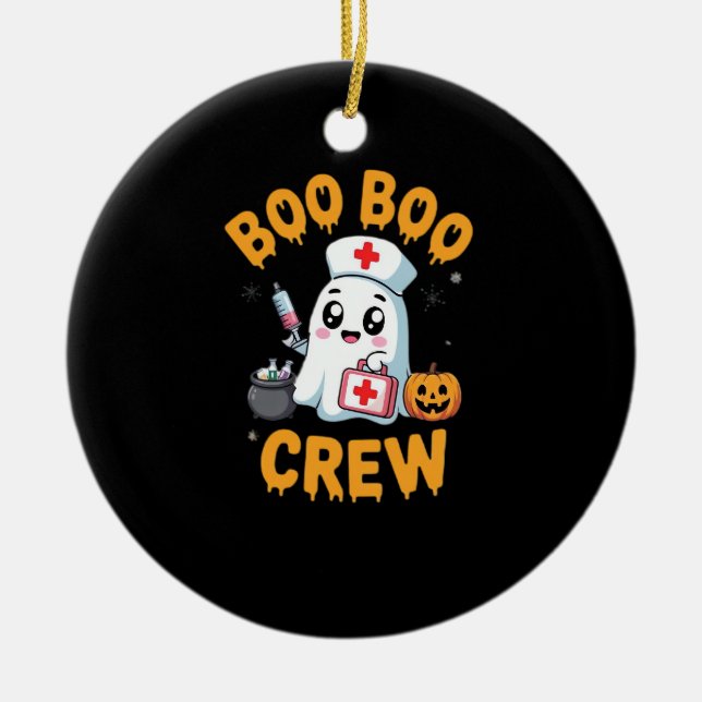 Décoration En Céramique Boo Boo Crew Nurse Cute Ghost Halloween Nursing Es (Devant)