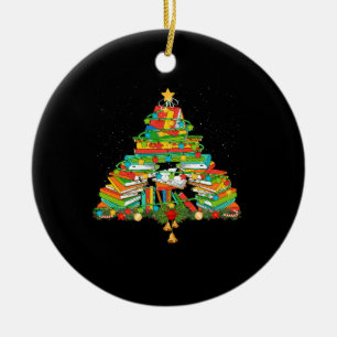 Décoration En Céramique Book Lover Christmas Tree Bookworm Librarian