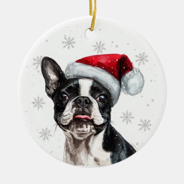 Décoration En Céramique Boston Terrier Dog Christmas Personalized (Devant)