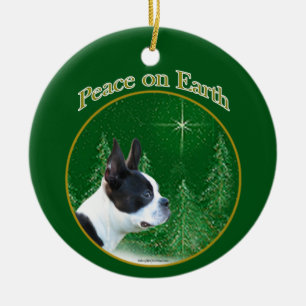 Décoration En Céramique Boston Terrier Peace
