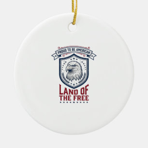 Décoration En Céramique Bouclier Américain Patriotique Aigle Chemise Vinta
