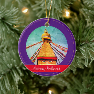 Décoration En Céramique Bouddha Eyes & Accomplissement - Boudhanath Stupa
