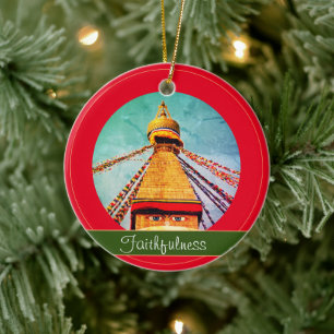 Décoration En Céramique Bouddha Eyes & Faithfult - Boudhanath Stupa Yoga