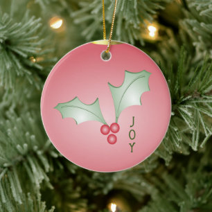 Décoration En Céramique Boughes de Noël vert vif rose