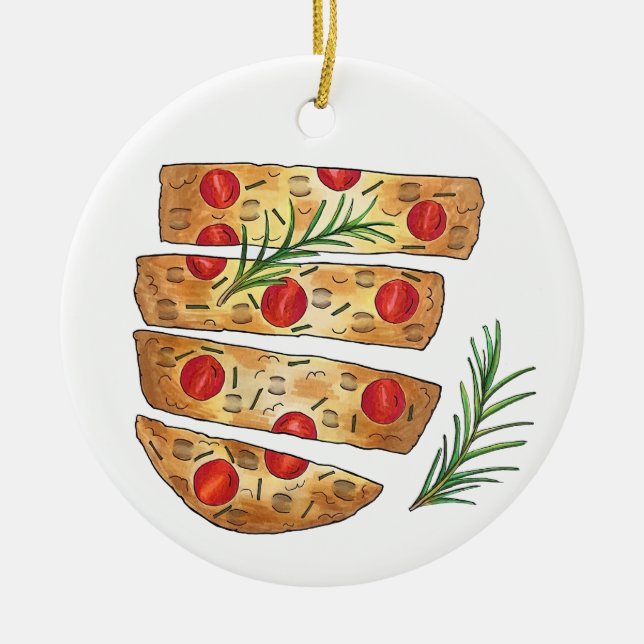 Décoration En Céramique Boulangerie italienne Focaccia Huile d'olive Pain  (Devant)