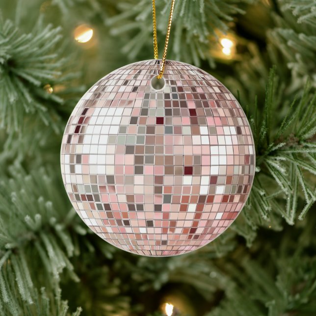 Décoration En Céramique Boule Pastel Pink & Silver Disco (Arbre)