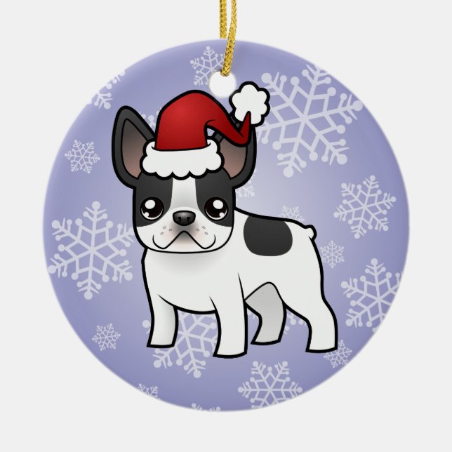 Décoration En Céramique Bouledogue français de Noël (Devant)