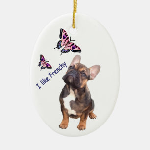 Décoration En Céramique Bouledogue français Papillons jour