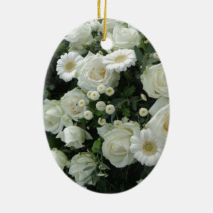 Décoration En Céramique Bouquet de fleurs blanches