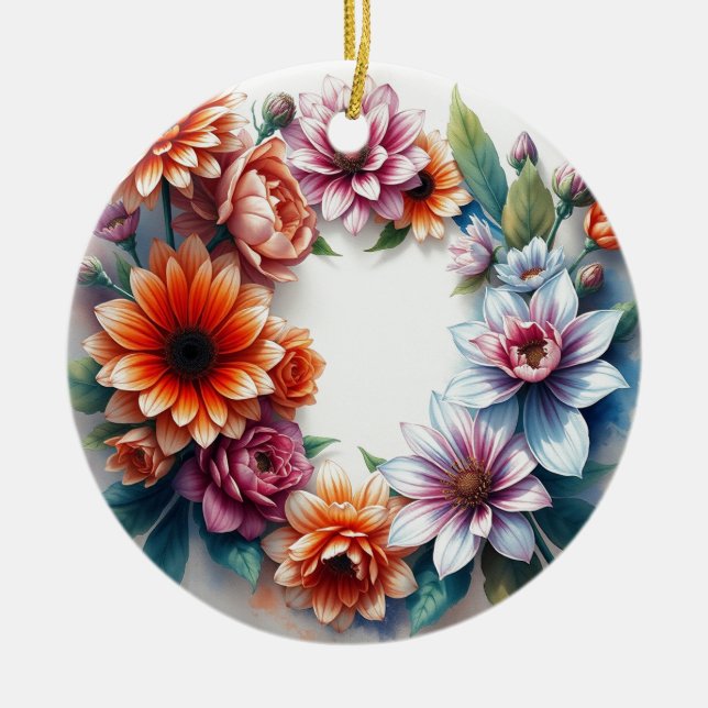 Décoration En Céramique Bouquet de fleurs Elégante aquarelle (Devant)