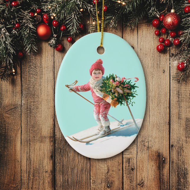 Décoration En Céramique Bouquet de Noël de l'enfant skieur (Créateur téléchargé)