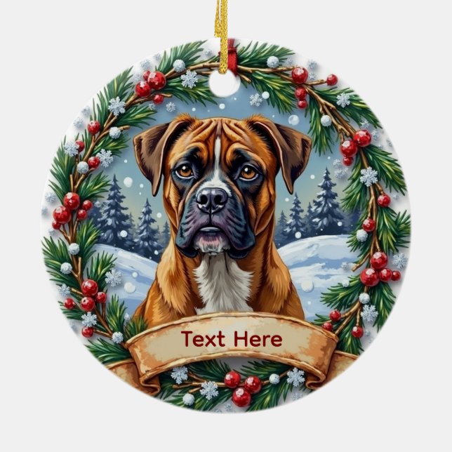 Décoration En Céramique Boxer Christmas Ornament (Dos)