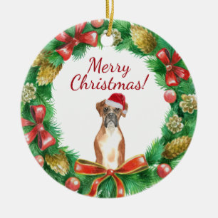 Décoration En Céramique Boxer Dog Merry christmas