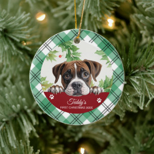 Décoration En Céramique Boxer Personnalisé Premier Noël