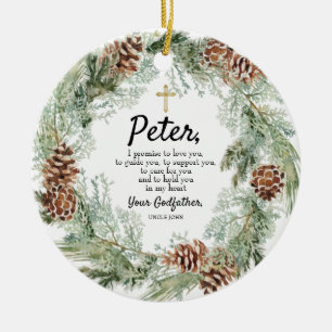 Décoration En Céramique Boy Godfather Personalised Promise to Godchild 