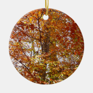 Décoration En Céramique Branches de la nature d'automne Feuille orange