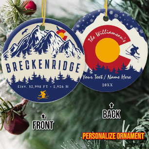 Décoration En Céramique Breckenridge Colorado Drapeau Montagne Ski Souveni