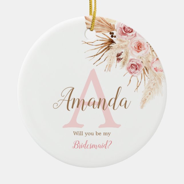 Décoration En Céramique Bridesmaid Bohême Pampas Rose Grass (Devant)