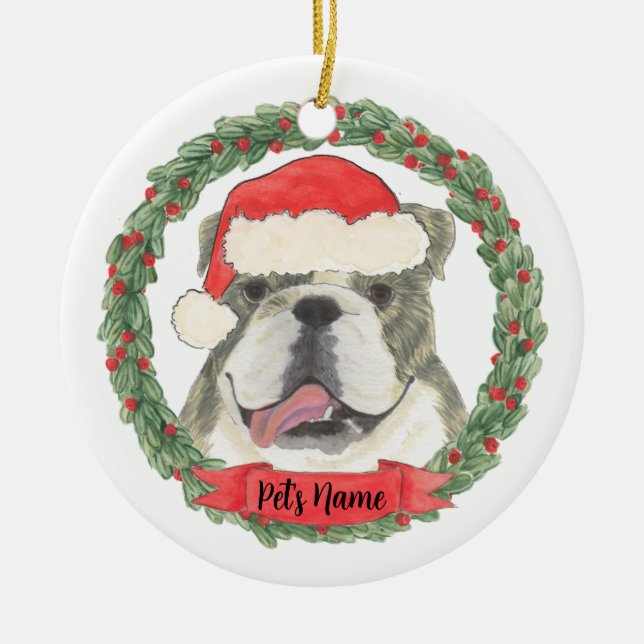 Décoration En Céramique Brindle anglais personnalisé Bulldog (Devant)