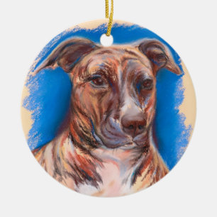 Décoration En Céramique Brindle Pit Bull Dog