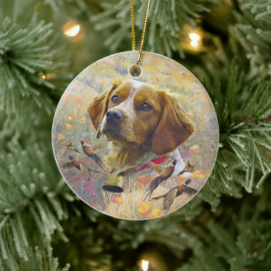Décoration En Céramique Brittany Spaniel Art, Chasse de faisan