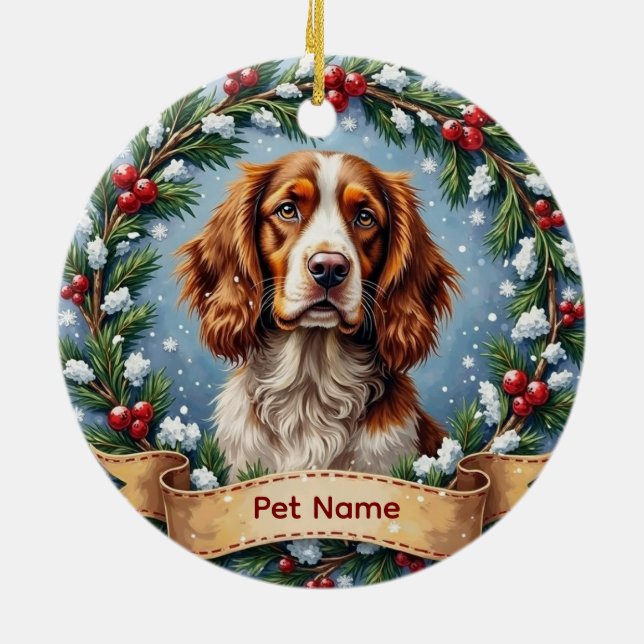 Décoration En Céramique Brittany Spaniel Christmas (Dos)