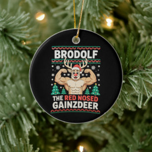 Décoration En Céramique Brodolf Nez Rouge Gainzdeer Renne Noël Gym