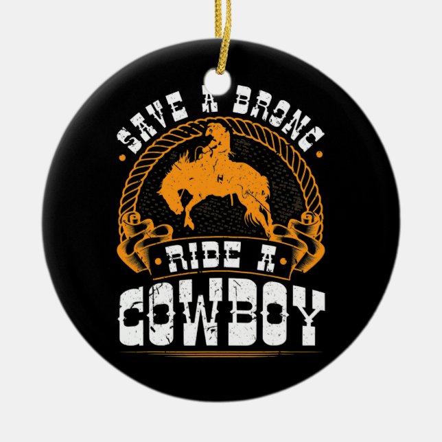 Décoration En Céramique Bronc Riding Ride a Cowboy Bucse Rodeo de cheval (Devant)