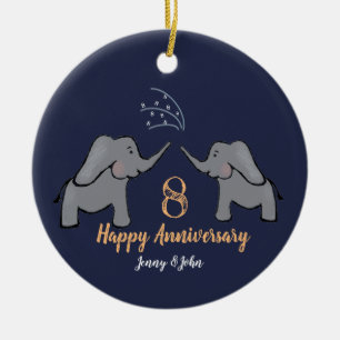 Décoration En Céramique Bronze 8e anniversaire éléphant mari et femme