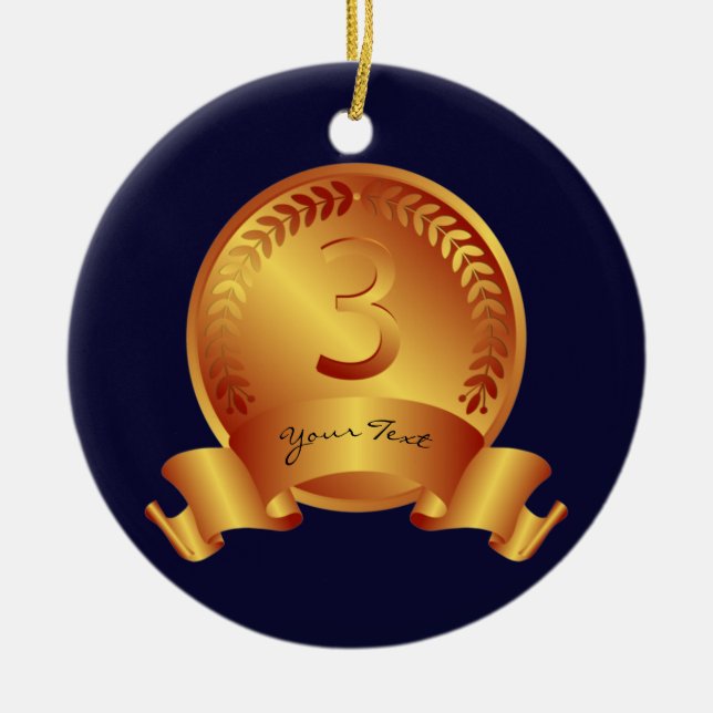 Décoration En Céramique Bronze Medal & Custom text (Devant)