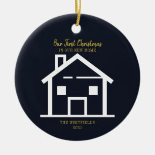 Décoration En Céramique Brosse d'or Script First Christmas Holiday New Hom