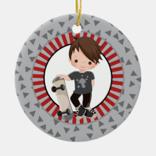 Décoration En Céramique Brown Skateboard Boy - Gray Red