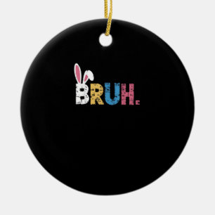 Décoration En Céramique Bruh Bunny Pâques mignonne mème pour les enfants _