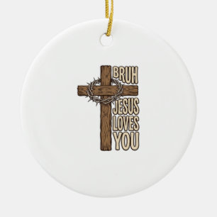Décoration En Céramique Bruh Jésus T'aime Croix Vintage Chrétien Vecto