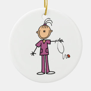 Décoration En Céramique Brunette Stick Figure Nurse