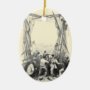 Décoration En Céramique Buccaneers vintages et un navire pirate naufragé