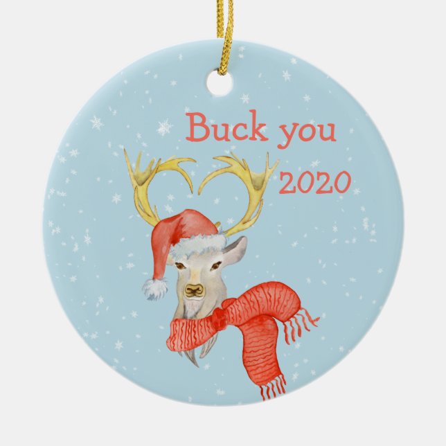 Décoration En Céramique Buck You Funny Deer Covid 2020 (Devant)