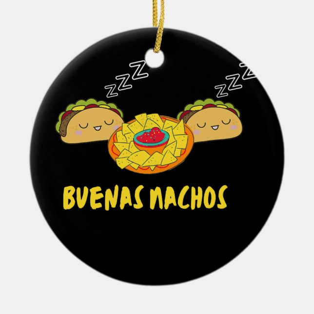 Décoration En Céramique Buenas Nachos Funny Buenas Noches Taco (Devant)