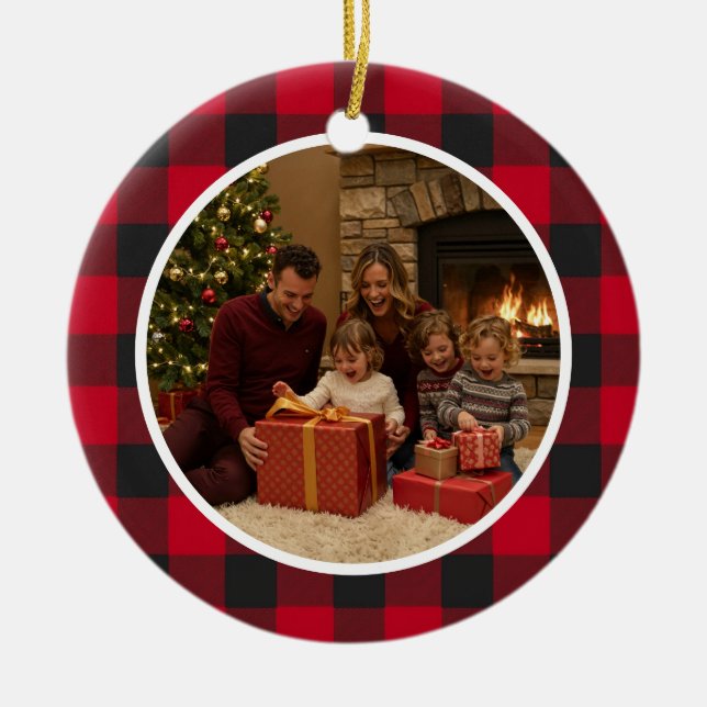 Décoration En Céramique Buffalo Plaid Family Christmas (Devant)