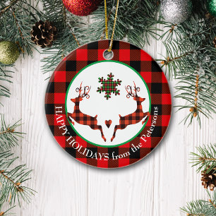 Décoration En Céramique Buffalo Plaid Leaping Deer