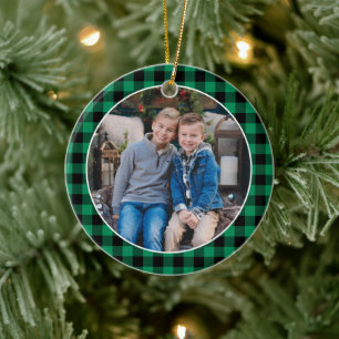 Décoration En Céramique Buffle vert et noir Plaid Photo de vacances person