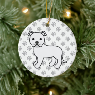 Décoration En Céramique Bull Terrier Staffordshire Blanc Chien de Dessin A
