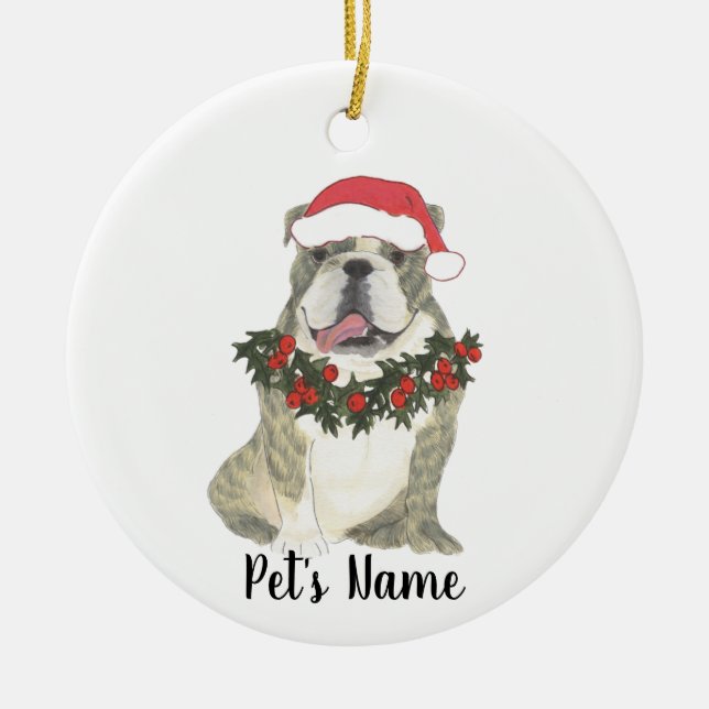 Décoration En Céramique Bulldog anglais personnalisé (Brindle) (Devant)