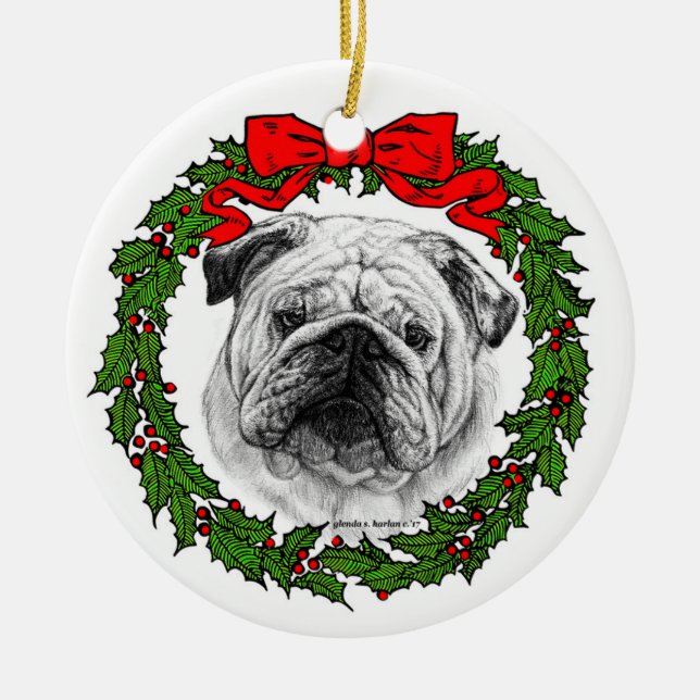 Décoration En Céramique Bulldog Art par Glenda S. Harlan (Devant)
