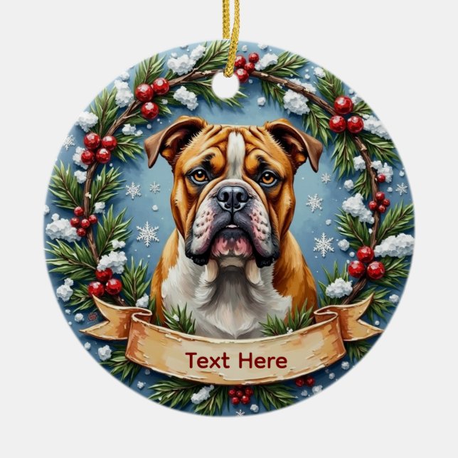 Décoration En Céramique Bulldog Christmas Ornament (Devant)