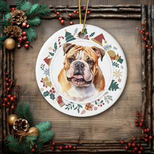 Décoration En Céramique Bulldog encadré dans les images de Noël