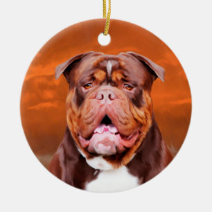 Décoration En Céramique Bulldog Watercolor Art Portrait