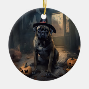Décoration En Céramique Bullmastiff Citrouilles Halloween effrayant