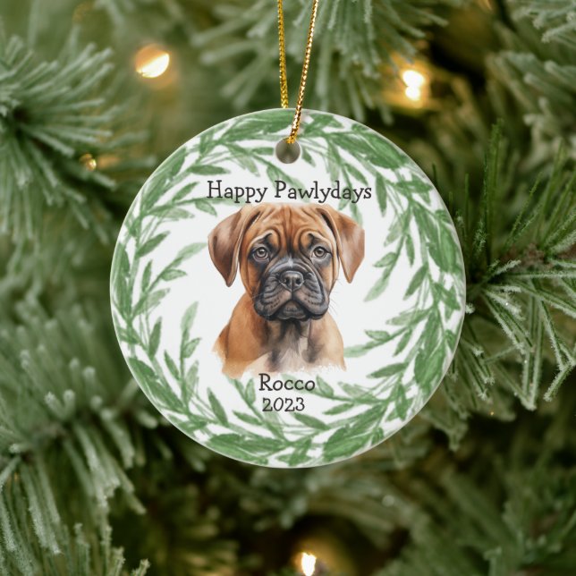 Décoration En Céramique Bullmastiff Monogramme animal de compagnie (Arbre)